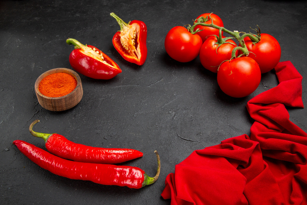pepers, tomaten en andere kruiden
